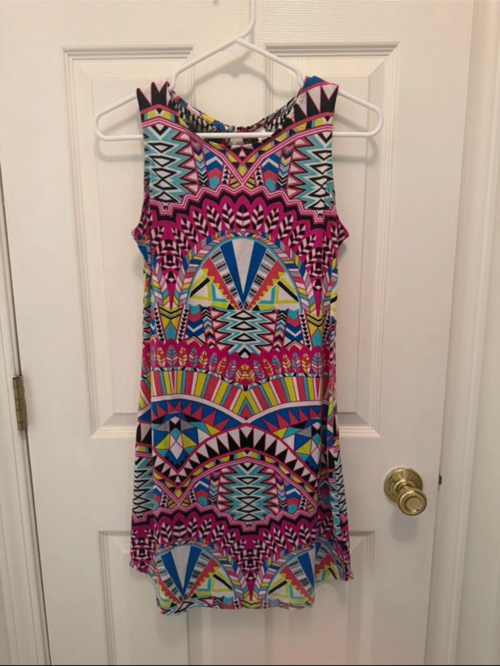 Xhilaration Multicolor Aztec Shift Dress - Pink, Blue, Yellow